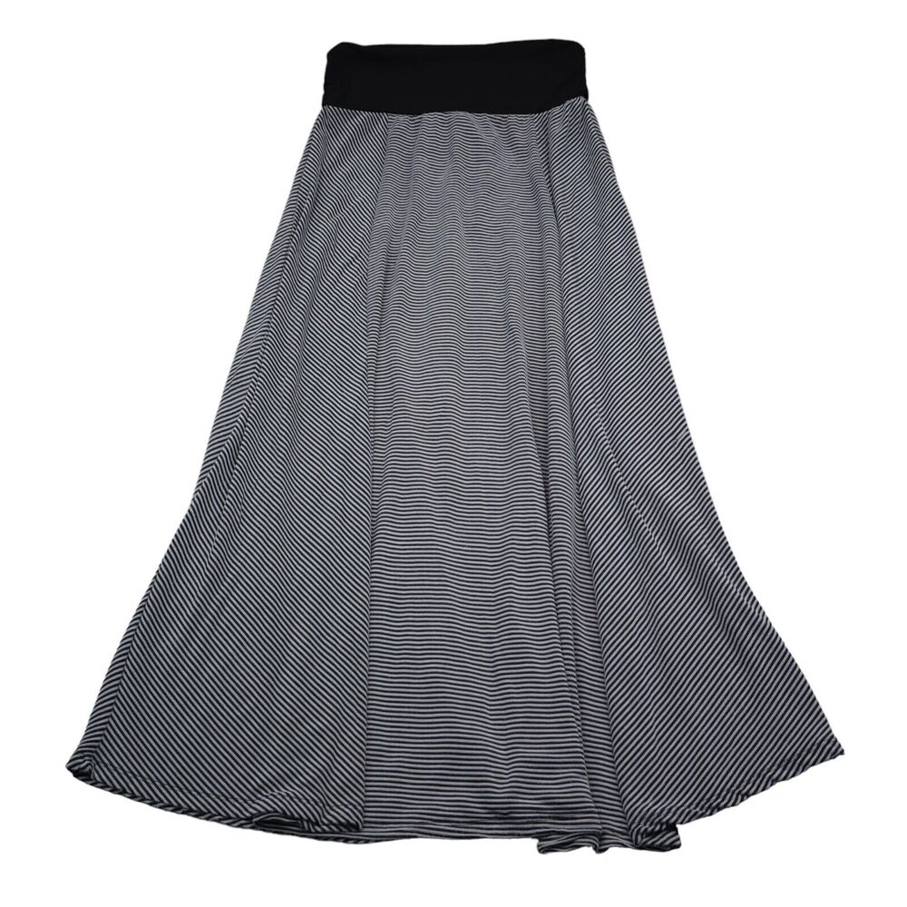 Knapp Studio Skirt Womens M Gray Black A Line Elastic Waist Pinstripe Pull On